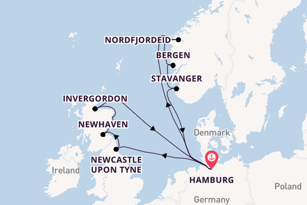 Noorwegen vanaf Hamburg, Duitsland met de Costa Favolosa