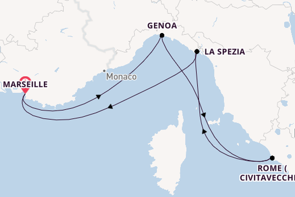 Western Mediterranean from Marseille, France with the MSC World Europa