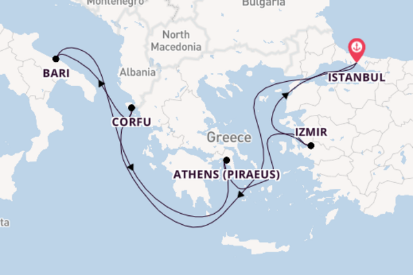 Mediterranean Sea from Istanbul, Turkey with the MSC Sinfonia