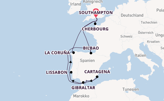Westliches Mittelmeer ab Southampton, Großbritannien auf der Sky Princess
