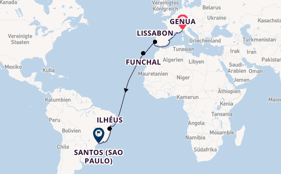 Transatlantik ab Genua, Italien auf der MSC Musica