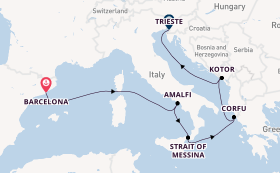 Western Mediterranean from Barcelona, Spain with the Queen Victoria