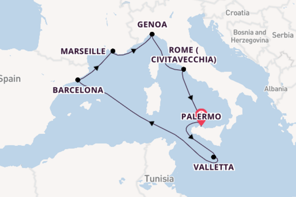 Western Mediterranean from Palermo with the MSC World Europa