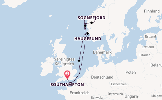 Norwegen ab Southampton, Großbritannien auf der Queen Anne