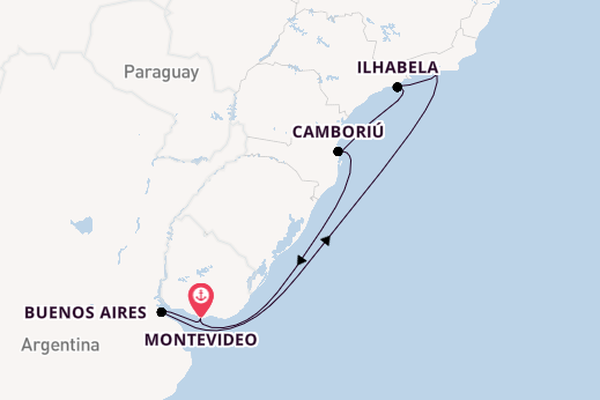 Zuid-Amerika vanaf Montevideo, Uruguay met de MSC Fantasia