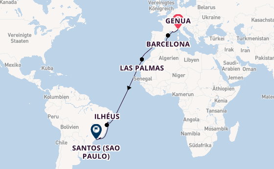 Transatlantik ab Genua, Italien auf der MSC Divina
