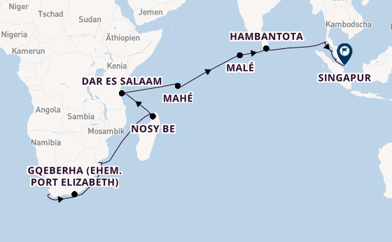 Afrika ab Kapstadt, Südafrika auf der Seven Seas Navigator