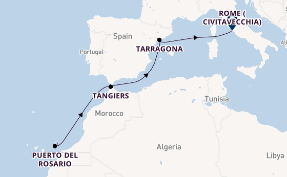 Canary Islands from Arrecife, Lanzarote, Spain with the MSC Fantasia