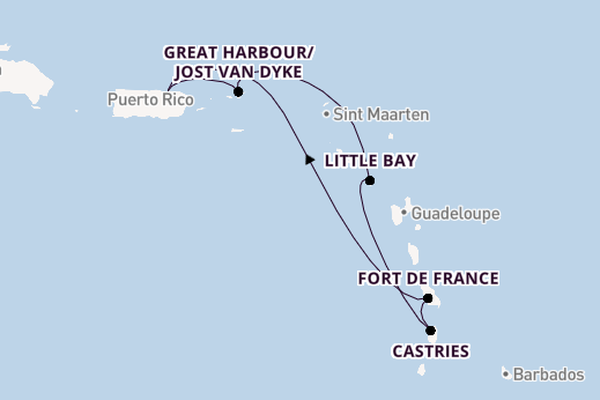 Caribbean vanaf San Juan, Puerto Rico met de Silver Shadow