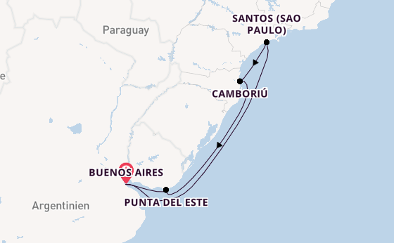 Südamerika ab Buenos Aires, Argentinien auf der MSC Seaview