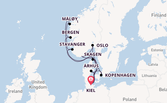 Noorwegen vanaf Kiel, Duitsland met AIDAnova