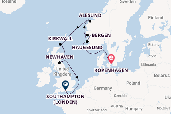 Verenigd Koninkrijk vanaf Kopenhagen, Denemarken met de Seven Seas Voyager