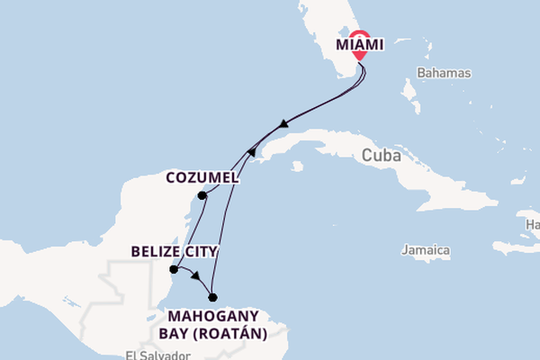 Western Caribbean from Miami, Florida, USA with the Carnival Magic