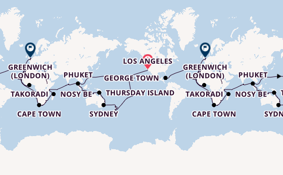 Round-the-World Trip from Los Angeles, California, USA with the Viking Sky