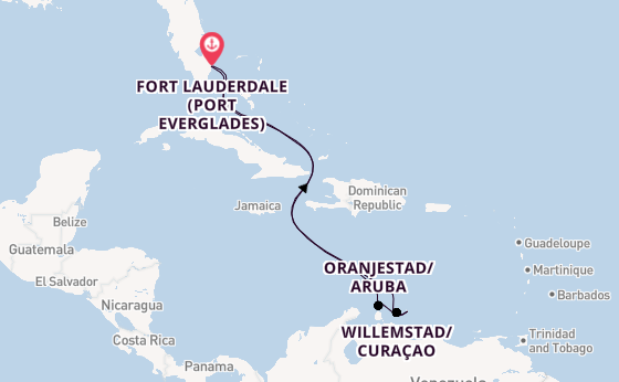 Southern Caribbean from Fort Lauderdale (Port Everglades), Florida, USA with the Regal Princess