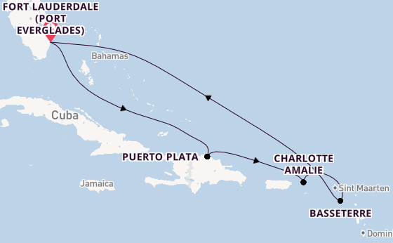 Caribbean from Fort Lauderdale (Port Everglades), Florida, USA with the Celebrity Beyond