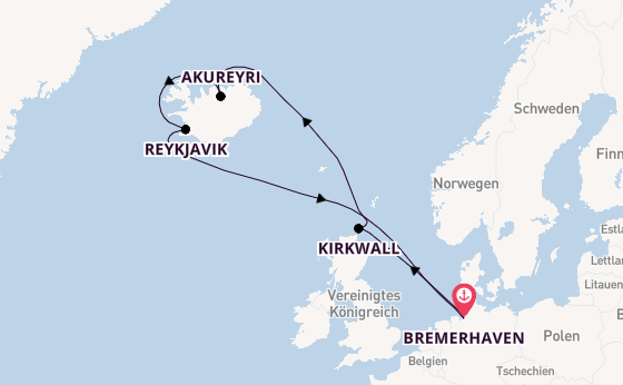 Arktis ab Bremerhaven, Deutschland auf der Mein Schiff 2