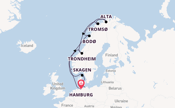 Noorwegen vanaf Hamburg, Duitsland met AIDAmar
