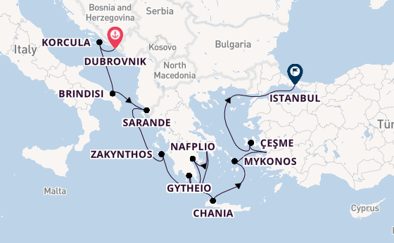 Eastern Mediterranean from Dubrovnik, Croatia with the Seabourn Quest
