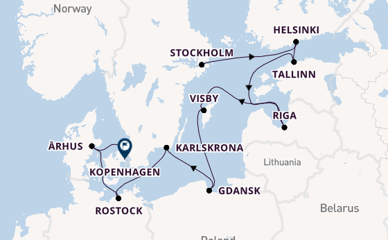 Oostzee vanaf Stockholm, Zweden met de Marina