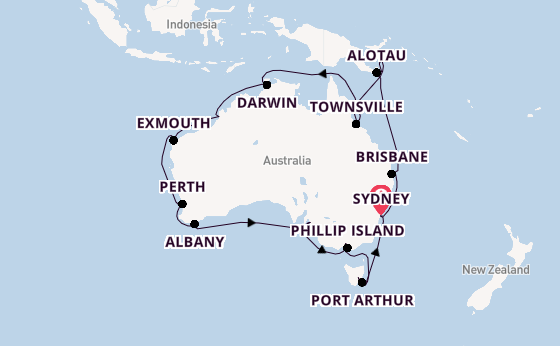 Australië vanaf Sydney, Australië met de Noordam
