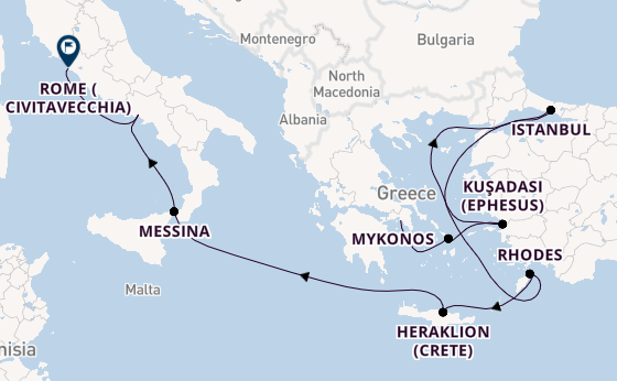 Mediterranean Sea from Athens (Piraeus), Greece with the Enchanted Princess