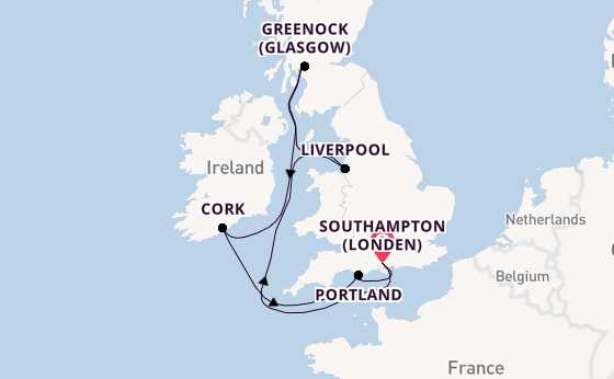 Verenigd Koninkrijk vanaf Southampton (Londen), Engeland met de Disney Dream