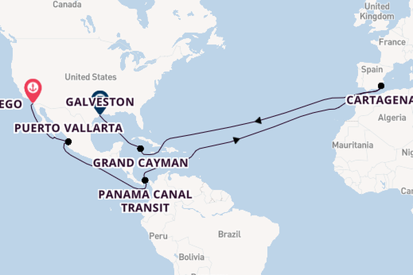trans-Atlantisch vanaf San Diego, Verenigde Staten met de Disney Magic