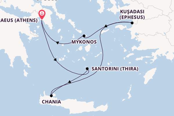 Eastern Mediterranean from Piraeus (Athens), Greece with the Scarlet Lady