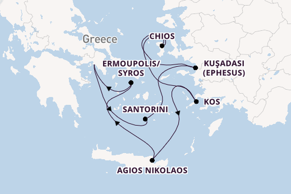 Eastern Mediterranean from Athens (Piraeus), Greece with the Azamara Onward