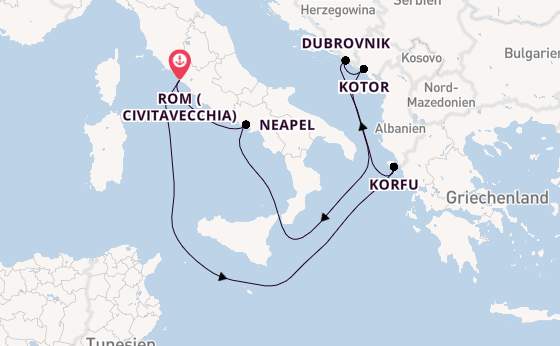 Mittelmeer ab Civitavecchia (Rom), Italien auf der Enchanted Princess