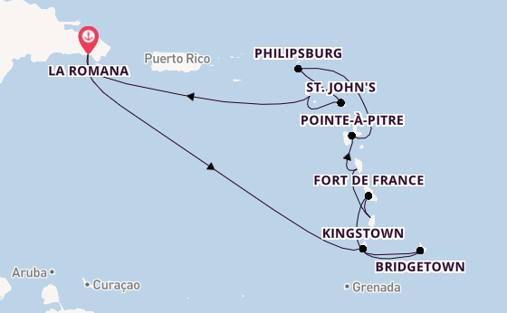 Karibik ab La Romana, Dominikanische Republik auf der Mein Schiff 4
