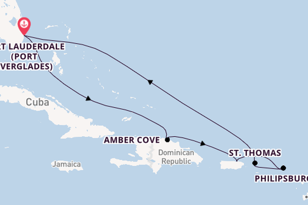 Caribbean from Fort Lauderdale (Port Everglades), Florida, USA with the Majestic Princess