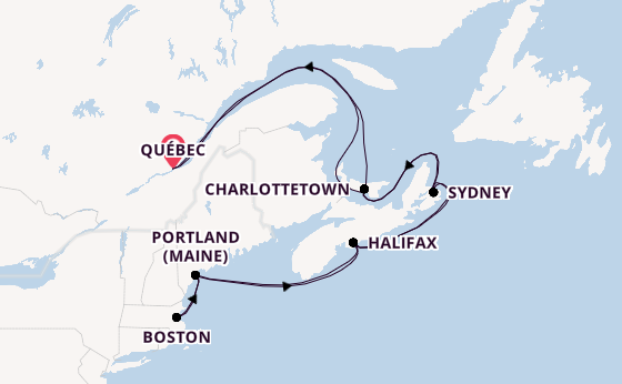 Neuengland ab Québec, Kanada auf der Zuiderdam