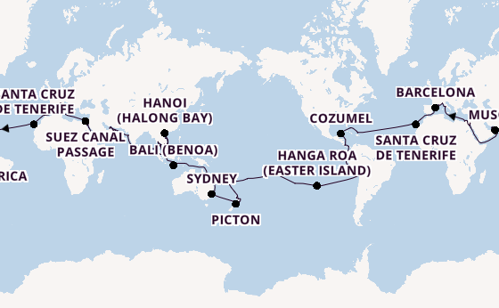 World Cruise from Rome (Civitavecchia), Italy with the MSC Magnifica