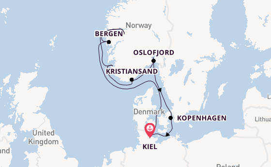 Noorwegen vanaf Kiel, Duitsland met AIDAprima