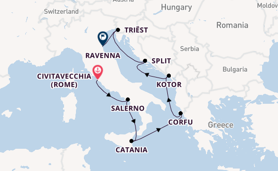 Middellandse Zee vanaf Civitavecchia (Rome), Italië met de Norwegian Gem