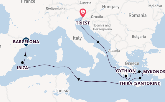Middellandse Zee vanaf Triëst, Italië met de Seven Seas Prestige