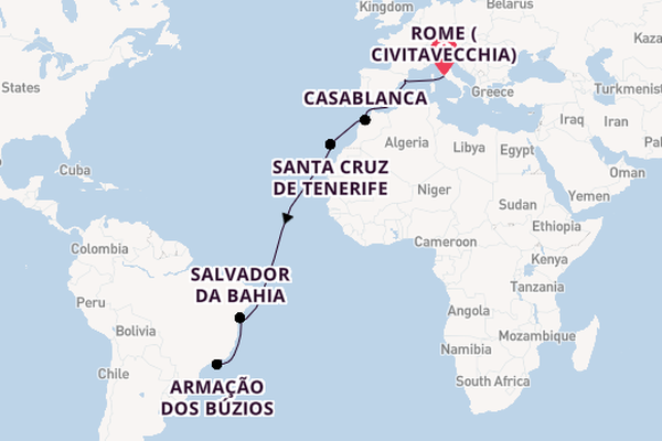 Transatlantic & Repositioning from Rome (Civitavecchia), Italy with the MSC Armonia 