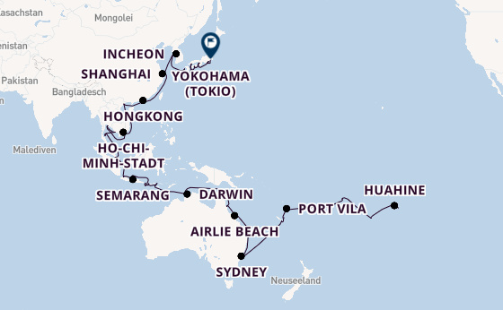 Südostasien ab Papeete (Tahiti), Französisch-Polynesien auf der Vista