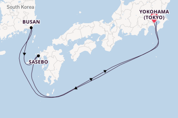 Japan from Yokohama (Tokyo), Japan with the MSC Bellissima