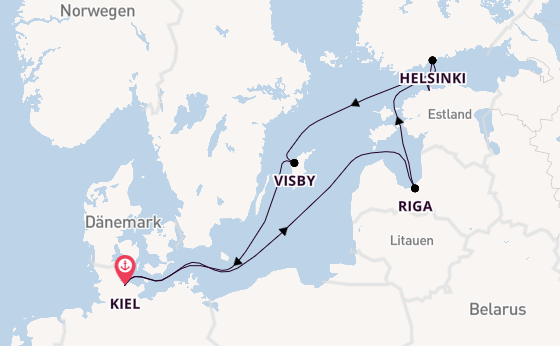 Ostsee ab Kiel, Deutschland auf AIDAperla