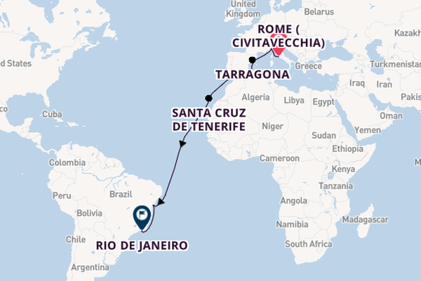 Transatlantic from Rome (Civitavecchia), Italy with the MSC Divina