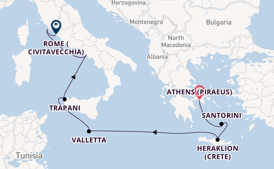 Mediterranean Sea from Athens (Piraeus), Greece with the Silver Ray
