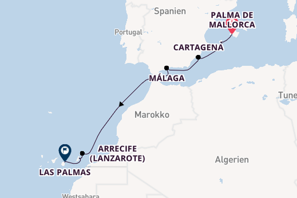 Westliches Mittelmeer ab Palma de Mallorca, Spanien auf AIDAcosma