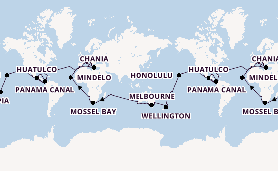 Round-the-World Trip from Los Angeles, California, USA with the Coral Princess