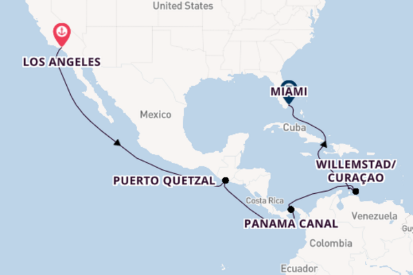 Southern Caribbean from Los Angeles, California, USA with the Queen Anne