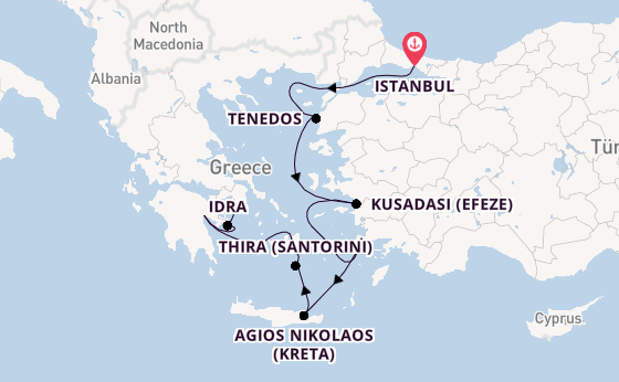 Oostelijke Middellandse Zee vanaf Istanbul, Turkije met de MS EUROPA 2