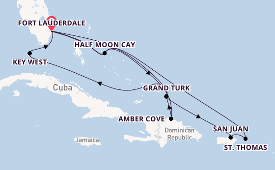 Caribbean vanaf Fort Lauderdale, Verenigde Staten met de Eurodam