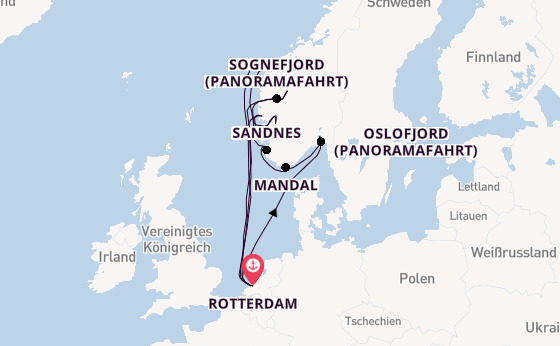 Norwegen ab Rotterdam, Niederlande auf der Rotterdam